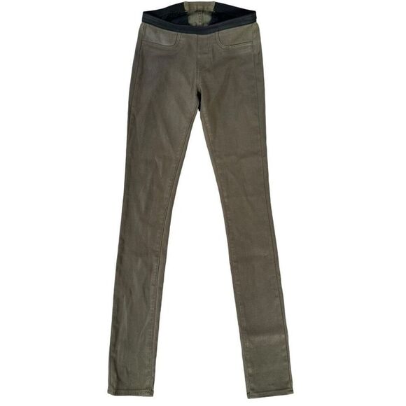 Helmut Lang Womens Coated Faux Leather Skinny Leggings pants Size 24 Green - Picture 1 of 7